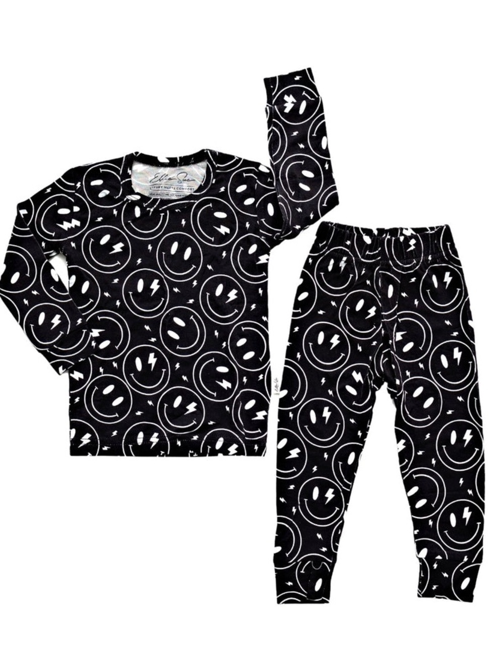 Ellie Sue Lightning Smiles Long Sleeve and Pant Bamboo Pajama Set 6-12 months
